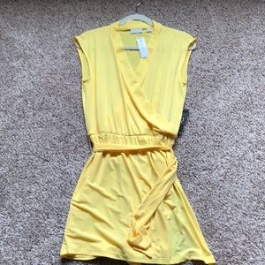 Yellow Romper- faux wrap dress